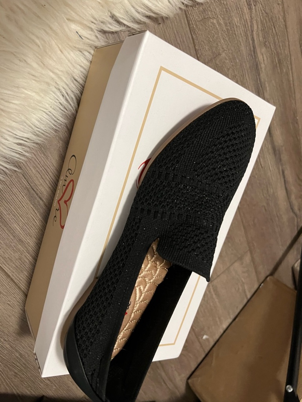 Mia Women's Black Knit Slip-On Loafer - Comfortable Everyday Shoe